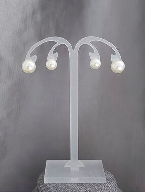 Faux Pearl Stud Earrings Set Classic White